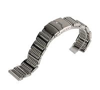KUATBVL Guarda la cintura d'argento/nero 20/22/24 mm a maglie in acciaio inossidabile pieghevole pieghevole per orologio da uomo/24 mm/nero