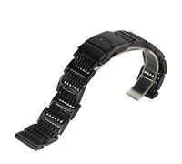KUATBVL Guarda la cintura d'argento/nero 20/22/24 mm a maglie in acciaio inossidabile pieghevole pieghevole per orologio da uomo/24 mm/nero