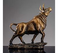 KUATBVL Lucky Wall Street Bull Statues, decorazioni artistiche di figurine di toro in resina, statue di tori per la ricchezza, sculture a casa e ornamento da ufficio, attirano buona fortuna, bronzo
