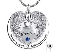 KUATBVL Non più al Mio Fianco, ma per Sempre nel Mio Cuore in Acciaio Inossidabile cremazione di cremazione Collana Pendenti per Cenere - Nonna