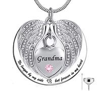 KUATBVL Non più al Mio Fianco, ma per Sempre nel Mio Cuore in Acciaio Inossidabile cremazione di cremazione Collana Pendenti per Cenere - Nonna