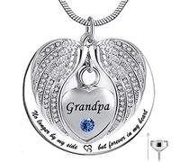 KUATBVL Non più al Mio Fianco, ma per Sempre nel Mio Cuore Memoriale in Acciaio in Acciaio in Acciaio Cremazione Urn Pendants Collana per Cenere - Nonno