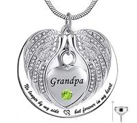 KUATBVL Non più al Mio Fianco, ma per Sempre nel Mio Cuore Memoriale in Acciaio in Acciaio in Acciaio Cremazione Urn Pendants Collana per Cenere - Nonno
