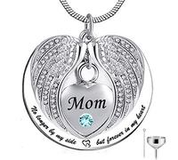 KUATBVL Non più al Mio Fianco, ma per Sempre nella mia Collana per Pendenti per la Crema di cremazione in Acciaio Inossidabile per Il Mio Cuore per Cenere -Mom