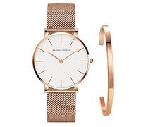 Kubagom Set Orologio da Polso Donna Ultra Sottile Quarzo Acciaio Inossidabile Bracciale