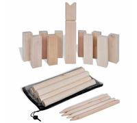 Kubb - Set da gioco in legno di pino massiccio con 21 pezzi, include Re, legni da lancio e aste angolari, per famiglia e tempo libero all'aperto su prato, spiaggia, terrazza, campeggio o parco