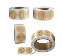 KUBDPQOR 2000 Pezzi Etichette adesive per Barattoli, Adesivi per Etichette in Carta Kraft, 2.5cm Rotonde Etichette Autoadesive, Etichette per Barattoli di Vetro, Vino, Dispensa, Casa e Ufficio