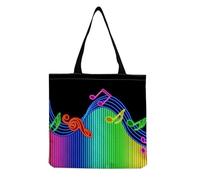 KUBDPQOR Borsa di Tela Note Musicali - Design Musicale di Alta Capacità per Uso Quotidiano, Viaggi, Spesa, Picnic e Mare