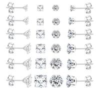 KUBDPQOR Orecchini Acciaio Chirurgico 12 Paia Orecchini Punto Luce per Donna Uomo, minimalisti Eleganti, Diametro Piccolo, Colore Argento, Adatti a Orecchie sensibili, Perfetti per Ogni Occasione
