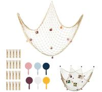 KUBDPQOR Rete da Pesca Decorativa - Perfetta Appendi Foto da Parete per la Decorazione del Tuo Spazio, Rete Pesca Decorativa con Muscheln Deko e Fischernetz Deko