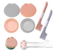 KUBDPQOR Tappi Lattine, 4 Pezzi Coperture per Lattine per Animali con 2 Cucchiaio per Cibo Umido per Gatti & 1 Apriscatole per Coperchio per Lattina di Cibo, Alimenti Coperchio per Cani e Gatti Adatto