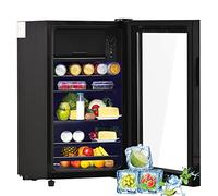 kubeier Frigorifero Piccolo, Minifrigo con cella Freezer, minifrigo con Porta in Vetro, frigo bibite Silenzioso 6L+70L, minifrigo 0-10°C, frigo Birra 76 Litri, Ripiani Regolabili, Classe energetica F