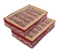 Kuber Industries 47KM0143 - Set di 2 scatole per braccialetti laminate multiuso con coperchio trasparente, colore: rosso