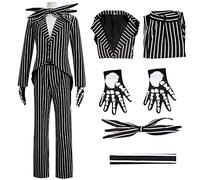 Kuberas Costume da Jack per adulti, scheletro, giacca Skellington, vestito per Halloween, cosplay, Natale, per uomo e donna, Da uomo., Medium