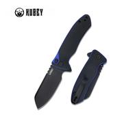 KUBEY Creon Coltello Tascabile con Blocco a Pulsante, Manico in G10 Nero-blu KU336D