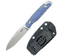 KUBEY Dust Devil Beadblasted 14C28N Micarta Blu Fodero Kydex con Attacco Tek-Lok KU357D
