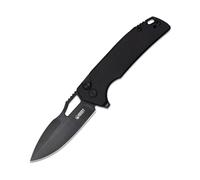 KUBEY RDF Coltello Tascabile con Blocco a Pulsante, Manico in G-10 Nero KU316A