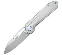 Kubey Royal Frame Lock EDC Coltello Tascabile Front Flipper Grigio Manico in Titanio 6AL4V KB321I