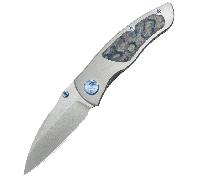 KUBEY Vertigo Stonewashed Lama S35VN Grigia In Titanio/Inserti in Fibra di Carbonio Framelock KB258C