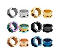 KUBOOZ 12 pz Set Colorato In Acciaio Inox Avvitato Tappi Per Le Orecchie Tunnel Calibri Barella Piercing