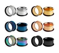 KUBOOZ 12pcs Set Colorful Acciaio Inox O-Ring Tappi per Le Orecchie Tunnels Calibri Piercing barella0g