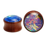 KUBOOZ Sea Shell Centre Tappi per le orecchie in legno Tunnels Calibri Barella Piercings Gioielli., Legno