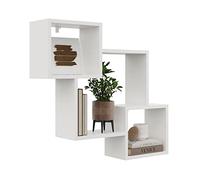 KUBUTKU Scaffale decorativo da parete con 3 ripiani 78 x 71 x 18 cm design scandinavo moderno per soggiorno cucina ufficio camera da letto bagno mensola da appendere libreria (bianco)