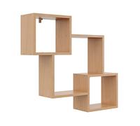 KUBUTKU Scaffale decorativo da parete con 3 ripiani 78 x 71 x 18 cm design scandinavo moderno per soggiorno cucina ufficio camera da letto bagno mensola da appendere libreria (faggio)