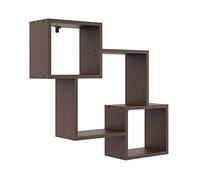 KUBUTKU Scaffale decorativo da parete con 3 ripiani 78 x 71 x 18 cm design scandinavo moderno per soggiorno cucina ufficio camera da letto bagno mensola da appendere libreria (wengé)