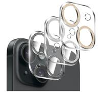 Kucheed 3 Pezzi Protezione per Fotocamera Lucida per iPhone 12/iPhone 12 Mini, Scocca in Acrilico Trasparente Monoblocco con Decorazione Colorata con Glitter Cover Posteriore per Fotocamera