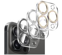 Kucheed 3 Pezzi Protezione per Fotocamera Lucida per iPhone 12 Pro, Scocca in Acrilico Trasparente Monoblocco con Decorazione Colorata con Glitter Cover Posteriore per Fotocamera