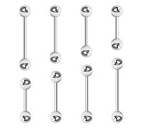 Kucheed 8 Pezzi Anelli per Capezzoli da Donna, Anelli per lingua in Acciaio Chirurgico 14G Fermo per Gioielli Piercing al Capezzolo,Set di Anelli per Capezzoli con Bilanciere Dritto da 12-18mm