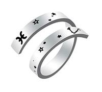 Kucheed Anello Dello Zodiaco per Donna Uomo, Anelli Aperti Regolabili in Formato Costellazione con Incisione in Acciaio Inossidabile,Oroscopo Astrologia Gioielli Vintage Regalo di Compleanno Ragazze
