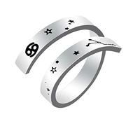 Kucheed Anello Dello Zodiaco per Donna Uomo, Anelli Aperti Regolabili in Formato Costellazione con Incisione in Acciaio Inossidabile,Oroscopo Astrologia Gioielli Vintage Regalo di Compleanno Ragazze
