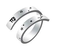 Kucheed Anello Dello Zodiaco per Donna Uomo, Anelli Aperti Regolabili in Formato Costellazione con Incisione in Acciaio Inossidabile,Oroscopo Astrologia Gioielli Vintage Regalo di Compleanno Ragazze