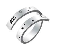 Kucheed Anello Dello Zodiaco per Donna Uomo, Anelli Aperti Regolabili in Formato Costellazione con Incisione in Acciaio Inossidabile,Oroscopo Astrologia Gioielli Vintage Regalo di Compleanno Ragazze