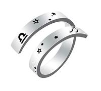 Kucheed Anello Dello Zodiaco per Donna Uomo, Anelli Aperti Regolabili in Formato Costellazione con Incisione in Acciaio Inossidabile,Oroscopo Astrologia Gioielli Vintage Regalo di Compleanno Ragazze