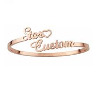 Kucheed Bracciale con Nome Personalizzato, Bracciale Rigido in Acciaio Inox 316L Inciso Lettere Cuore, Bracciale Aperto DIY Regalo Gioiello per Donne
