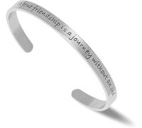 Kucheed Braccialetti Motivazionali, Bracciale Rigido in Acciaio Inossidabile con Incisione Personalizzata di un Mantra, A True Friendship is a Journey Without an En, Gioielli da Polso Regolabili (A)