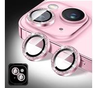 Kucheed Proteggi Obiettivo Fotocamera Glitterato Compatibile con iPhone 12/12 Mini, Adesivi per Copertura Fotocamera in Vetro Temperato, Allineamento Automatico dei Singoli Anelli Metallici