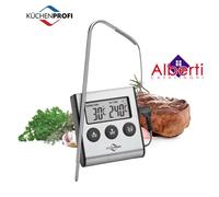 Küchenprofi Termometro digitale PRIMUS, da -50 °C a 300 °C, commutabile °C/°F, sensore di misurazione 16 cm, con timer, magnete e supporto, termometro per carne, termometro da cucina, termometro per