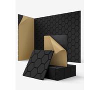 Kuchoow Pannelli acustici a nido d'ape, autoadesivi, 12 pezzi, pannelli acustici per pareti e acustiche, colore nero, con isolamento acustico e assorbitore acustico, 30 x 30 x 0,9 cm