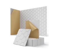 Kuchoow Pannelli acustici a nido d'ape, autoadesivi, 12 pezzi, pannelli acustici per pareti e acustiche, colore bianco, con isolamento acustico e assorbitore acustico, 30 x 30 x 0,9 cm