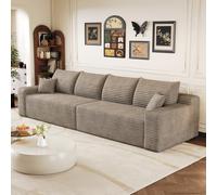 Kuczn Divano modulare 4 posti in morbido tessuto di velluto a coste, divano senza ossatura, divano con funzione letto, design profondo, base antiscivolo, nessun montaggio