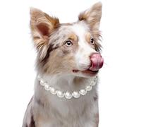 KUDES Collana per cani squisita e regolabile: elegante collana classica con perle, accessorio per cani, occasioni e incontri (L(36-40 cm)