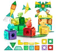 KUDITO Blocchi MAGNETICI da Costruzione per Bambini con Figure di Dinosauri | 100 Pezzi MAGNETICI di Costruzione per Bambini e Ragazze a partire da 3 ANNI | Giocattolo Montessori Educativo