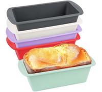 KUDLE 5 Pezzi Stampo per Torta Silicone, Mini Stampo per Pane in Silicone, Stampo in Silicone Air Fryer, Rettangolare Stampi per Torte, Stampo per Pane Antiaderente a Sformatura Rapida per Forno