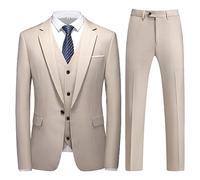 KUDMOL Completo da Uomo in 3 Pezzi, Completo da Uomo con Un Bottone, Completo da Smoking Classico Blazer, Gilet e Pantaloni.(Champagne,L)