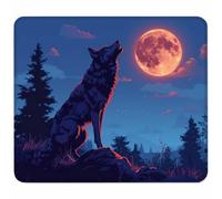 KUEAJIOU Blu Tappetino Mouse Piccolo 340x280mm, Tappetini Mouse Gaming Wolf, Mousepad Impermeabile e Antiscivolo, con Bordo Cucito, Pratica e Facile da Pulire, Ufficio, Laptop, PC, Regalo Uomo N-1864