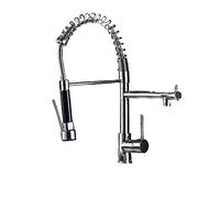 Küchenarmaturen Wasserhahn für Küchenspüle, einzelner ausziehbarer Federauslauf, Mischbatterie für heißes und kaltes Wasser, einfache Installation (Chrom)